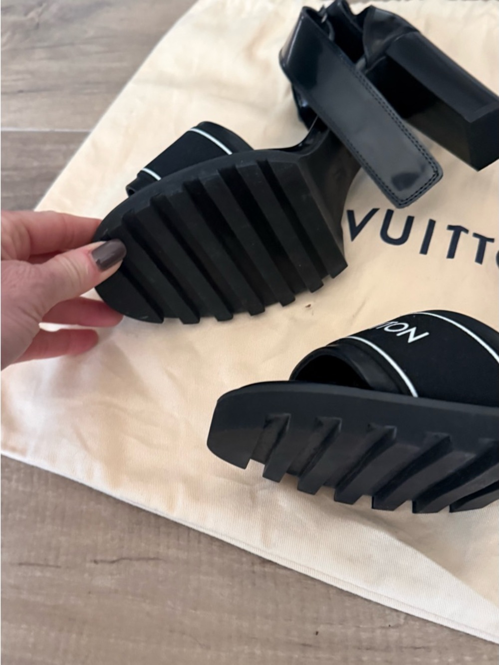 Louis Vuitton Black Logo Platform Heels - Picture 5 of 7